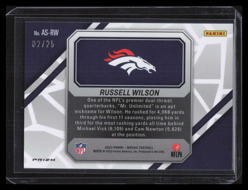 2023 Panini Mosaic Audible Mosaic White Refractor 10 Russell Wilson 2/25