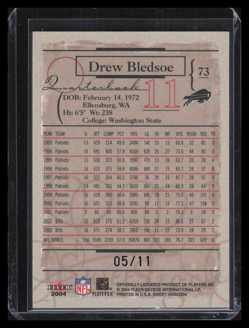 2004 Fleer Sweet Sigs Black 73 Drew Bledsoe 5/11
