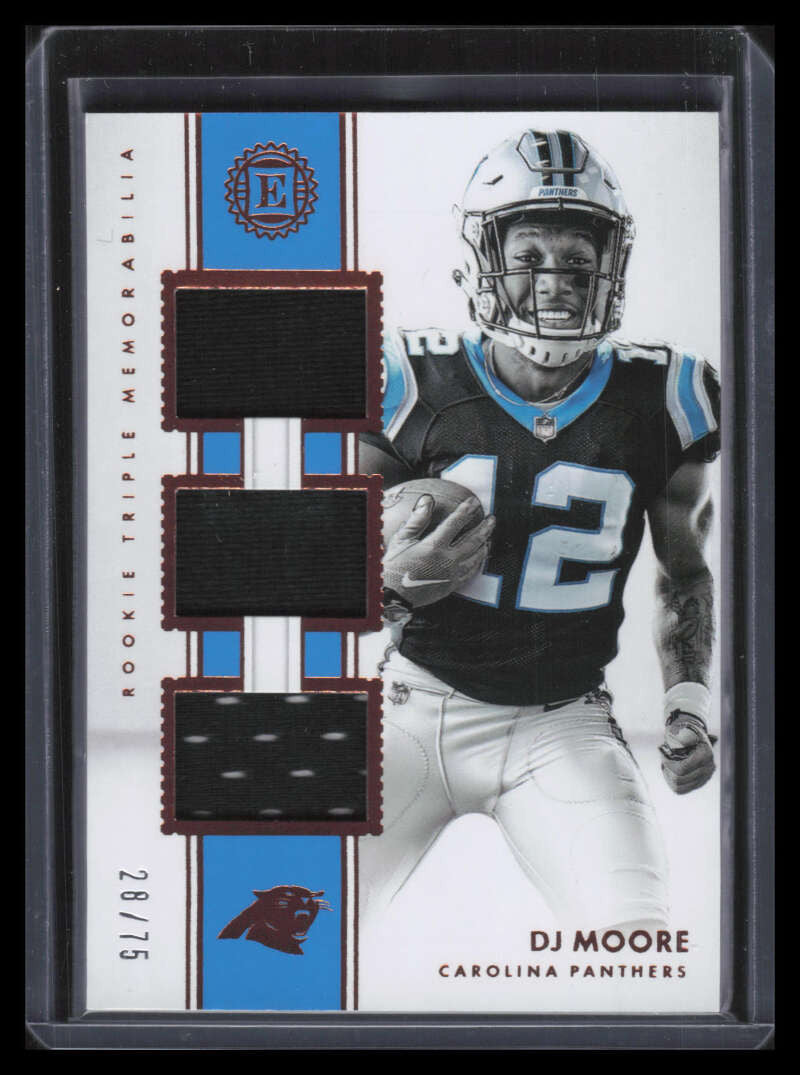 2018 Panini Encased Triple Memorabilia 7 D. J. Moore Rookie Triple Jersey 28/75