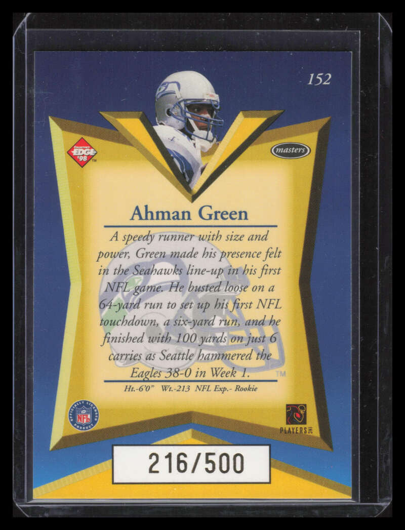 1998 Collector's Edge Masters Gold Redemption 500 152 Ahman Green Rookie 216/500