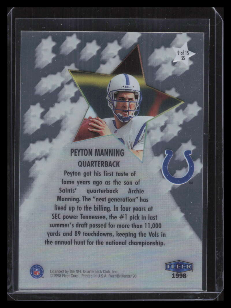 SOLD 139996 1998 Fleer Brilliants Shining Stars 9 Peyton Manning Rookie