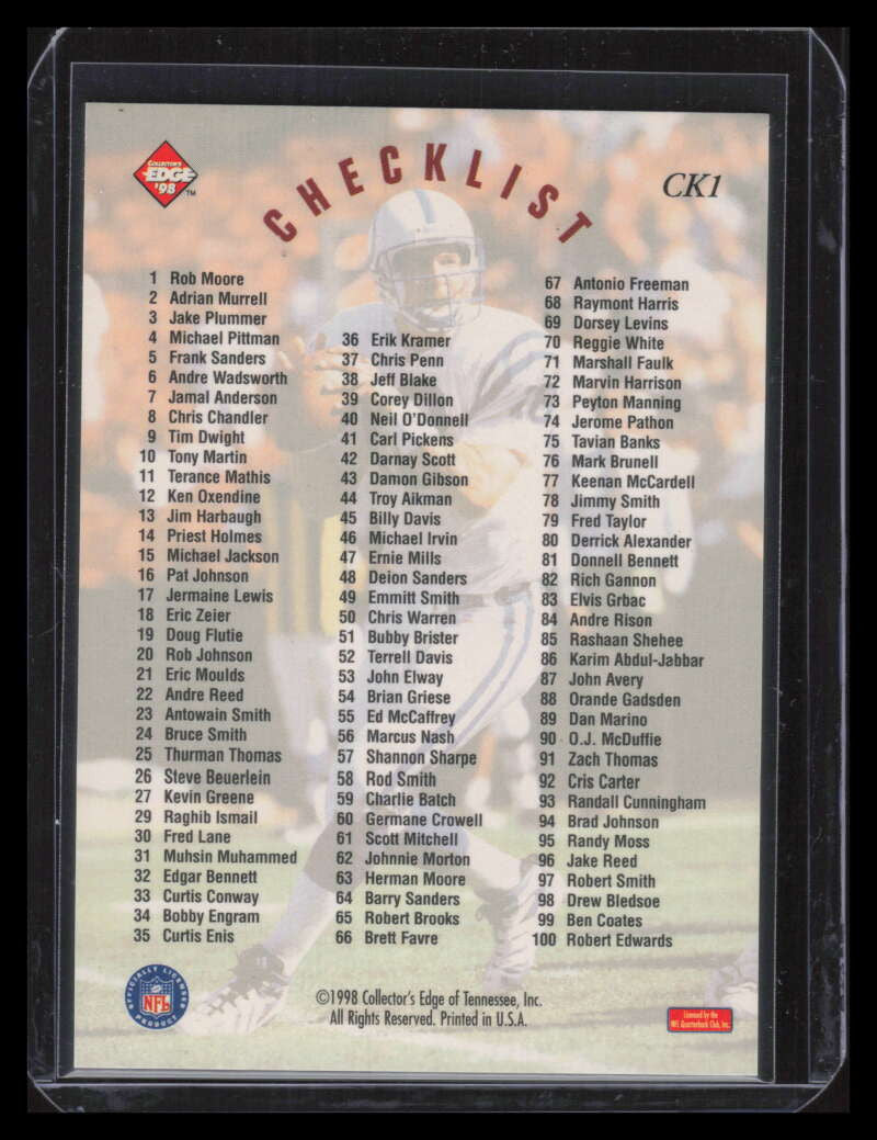 1998 Collector's Edge Masters Gold Redemption 199 Peyton Manning CL Rookie /500