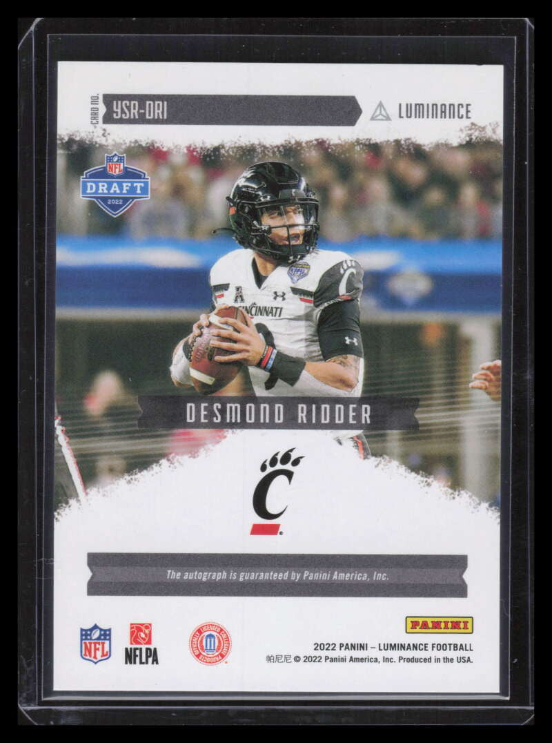 2022 Panini Luminance Year One Signatures RPS Red 4 Desmond Ridder Rookie Auto