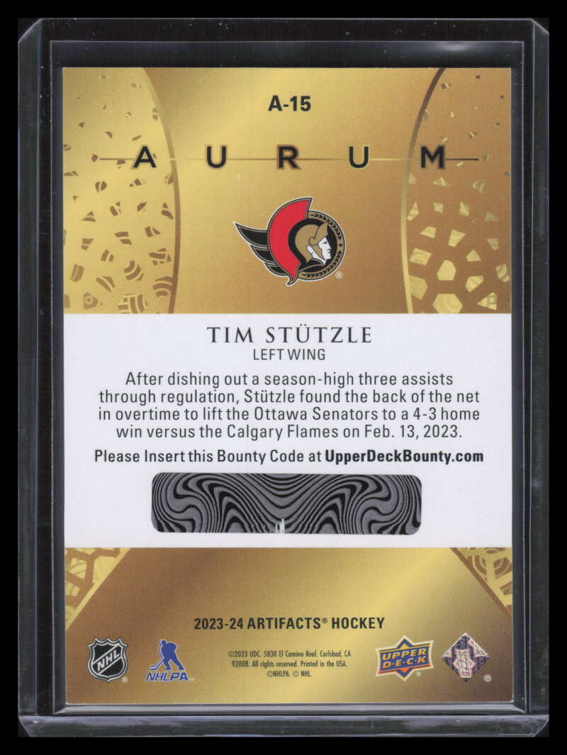 2023-24 Artifacts Aurum a15 Tim Stutzle