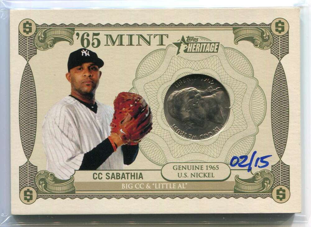 2014 Topps Heritage '65 Mint Nickel 65mcs CC Sabathia 1965 U. S. Nickel 2/15