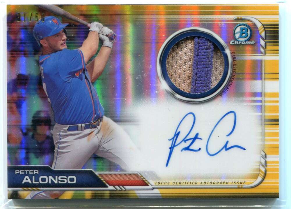 2019 Bowman Chrome Autograph Gold Refractor Pete Alonso Rookie Patch Auto 31/50