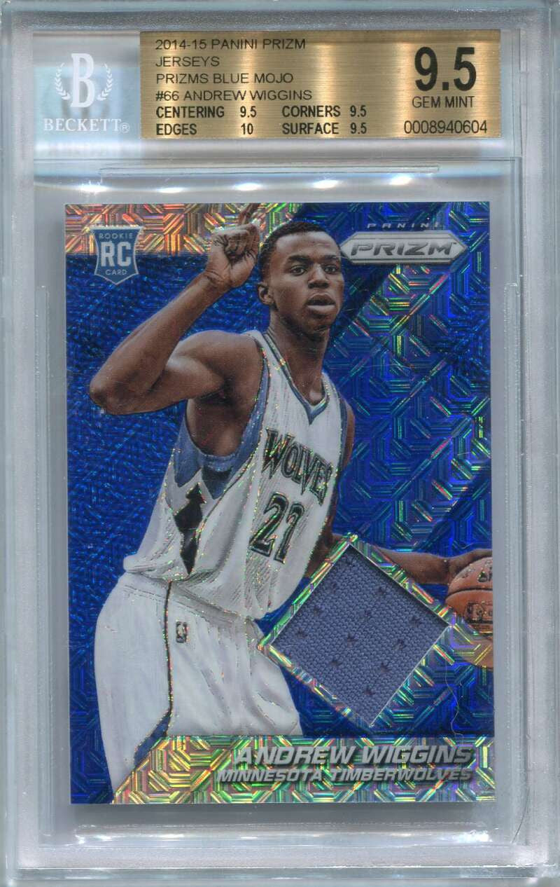 DELETE 140280 2014-15 Panini Prizm Prizms Blue Mojo 66 Andrew Wiggins Rookie Jersey BGS 9.5