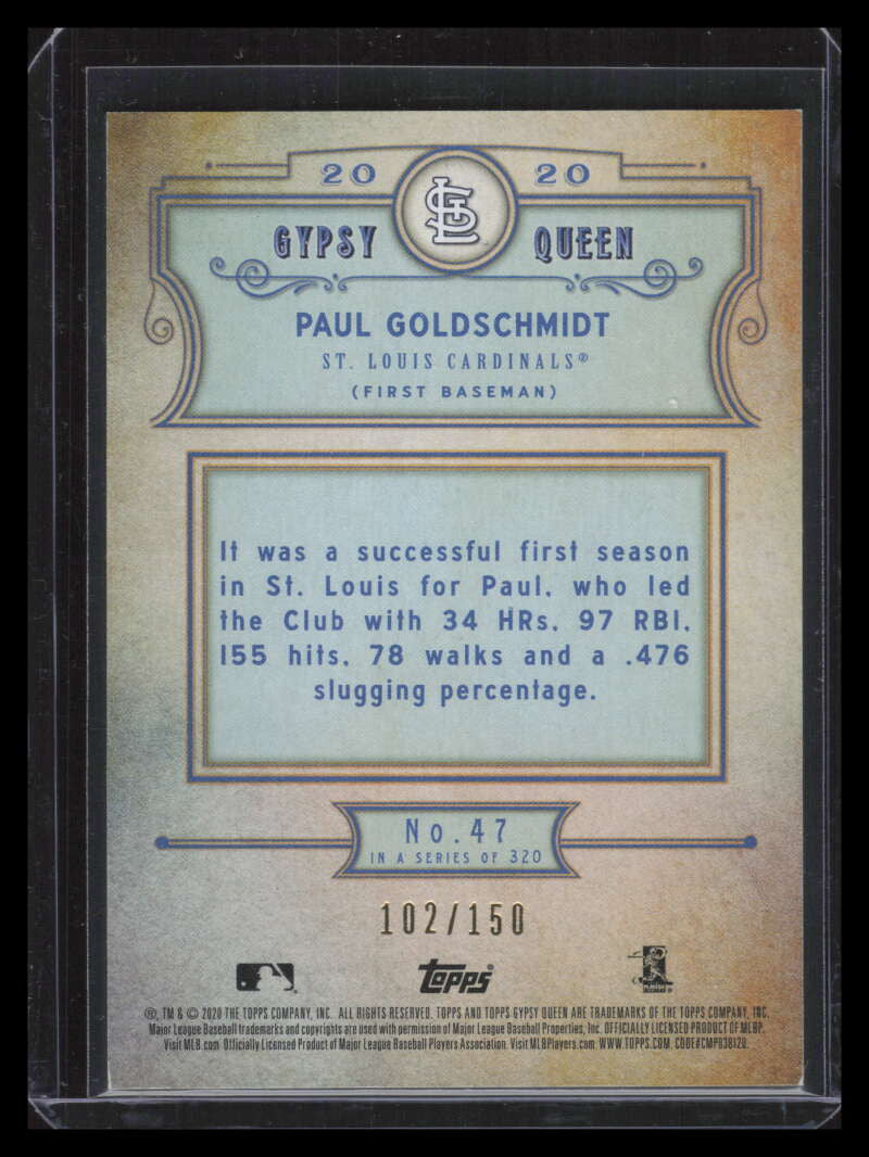 SOLD 140427 2020 Topps Gypsy Queen Chrome Indigo Refractor 47 Paul Goldschmidt 102/150