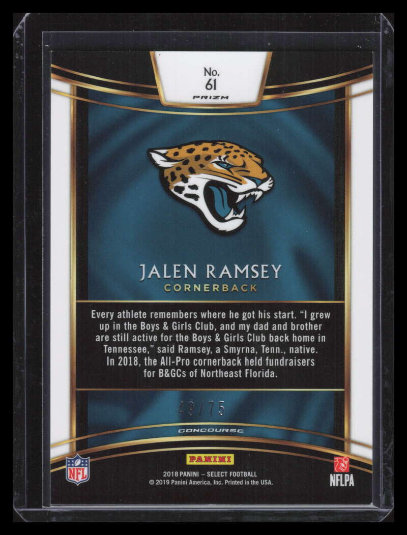 2018 Select Prizm White Refractor 61 Jalen Ramsey 49/75 Concourse