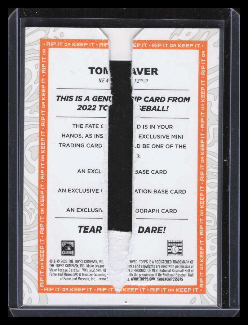 2022 Topps Rip Orange 41 Tom Seaver 48/75 RIPPED