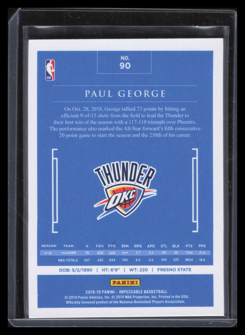2018-19 Panini Impeccable 90 Paul George 76/99