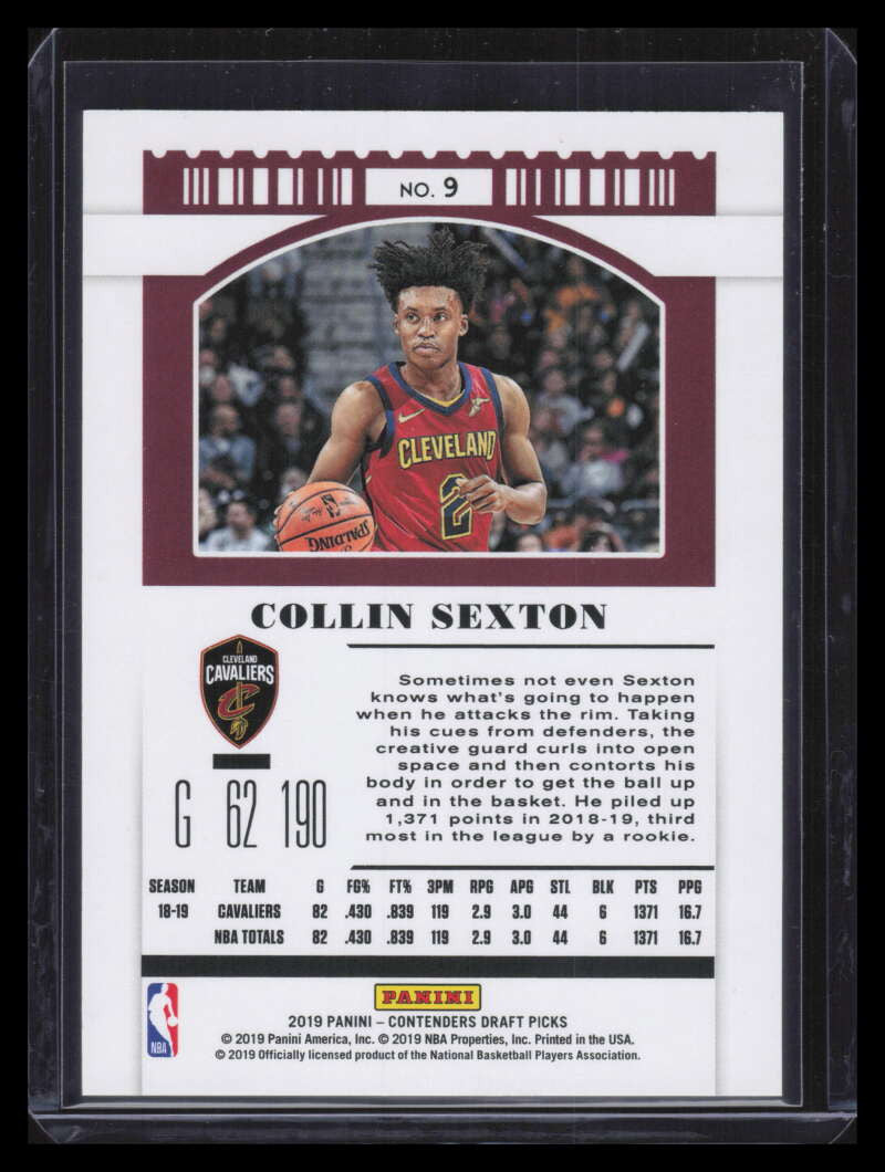 2019-20 Panini Contenders Draft Picks Cracked Ice Ticket 9 Collin Sexton 21/23