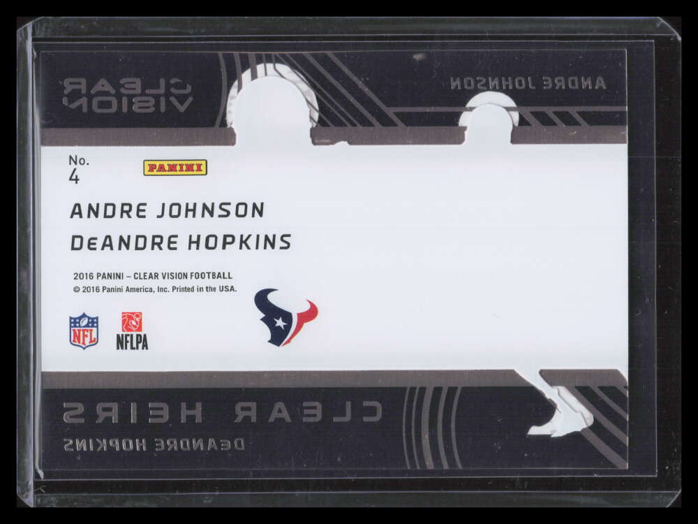 2016 Panini Clear Vision Clear Heirs Blue 4 Andre Johnson DeAndre Hopkins 88/99