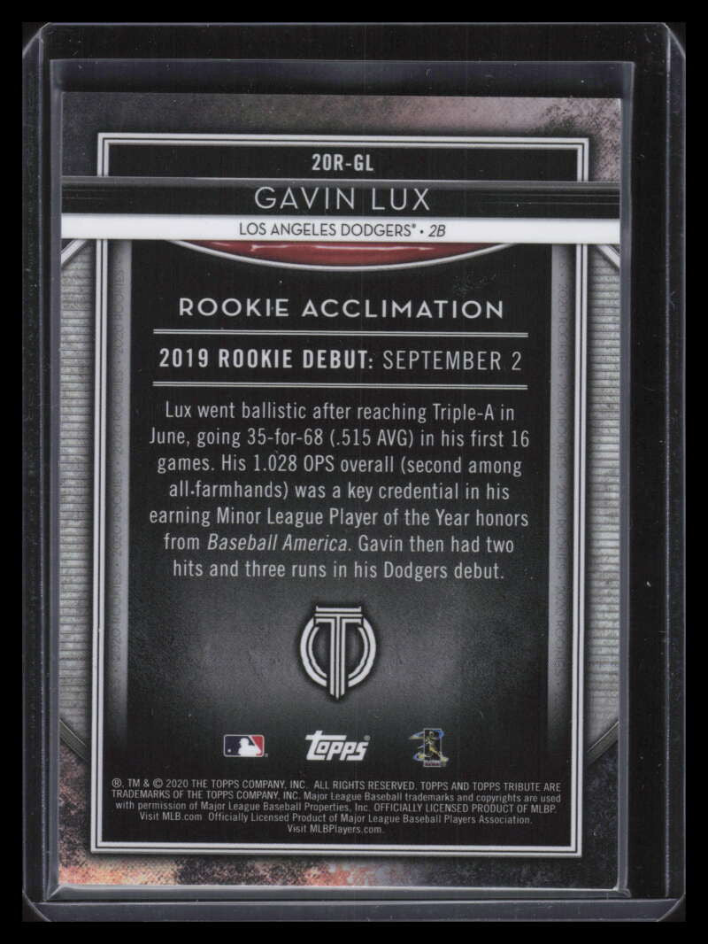 2020 Topps Tribute '20 Rookies Green 20rgl Gavin Lux Rookie 95/99