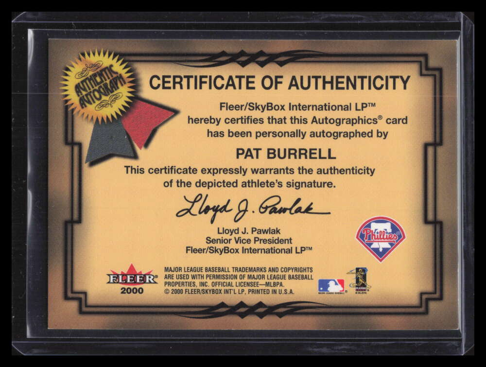 2001 Fleer Autographics Silver 16 Pat Burrell Auto 64/250
