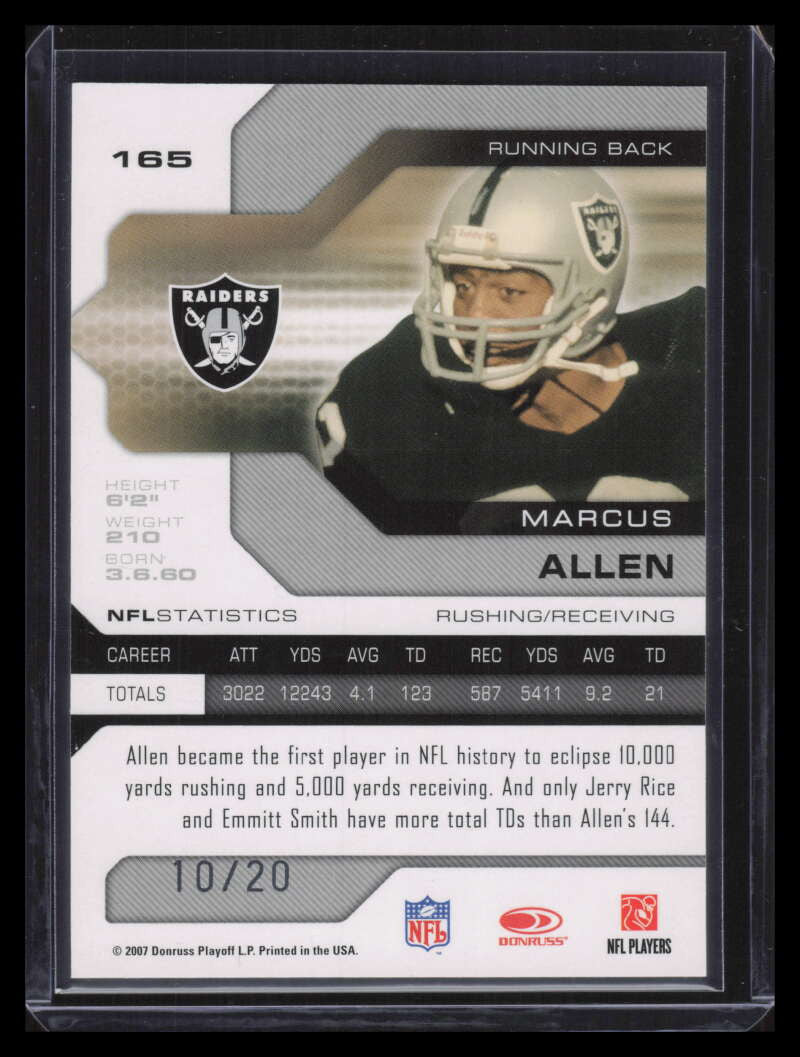 2007 Leaf Limited Silver Spotlight 165 Marcus Allen 10/20