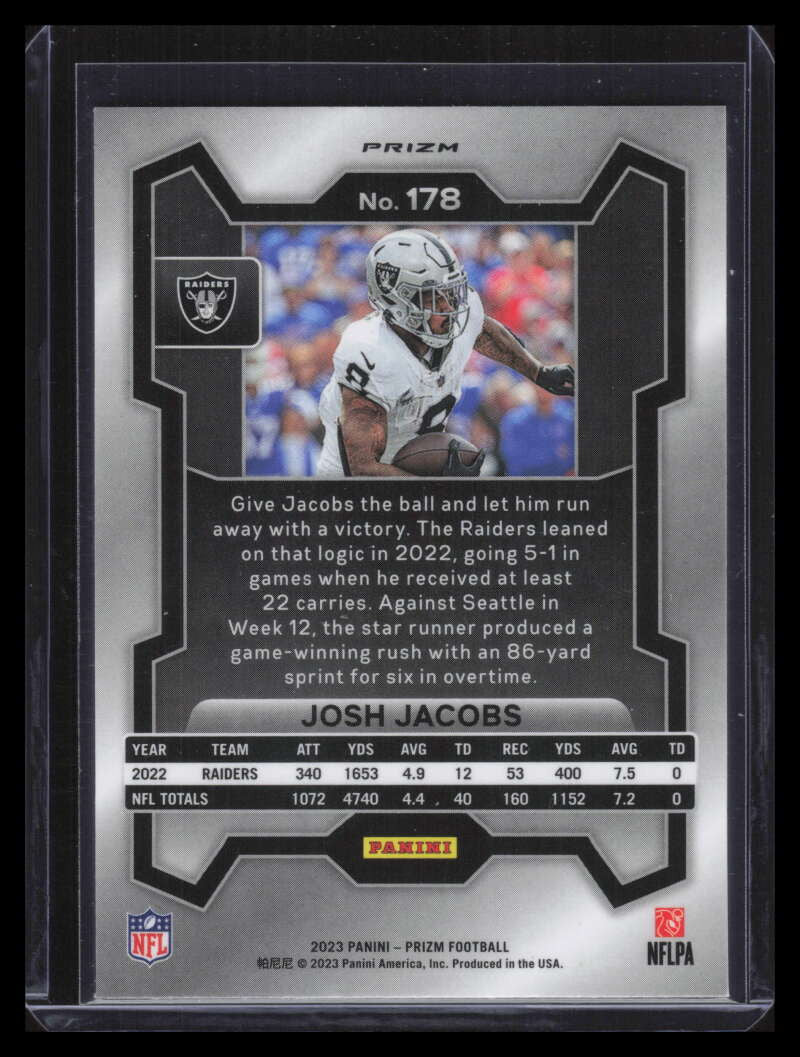 2023 Panini Prizm Prizms Black and White Checker Checkerboard 178 Josh Jacobs