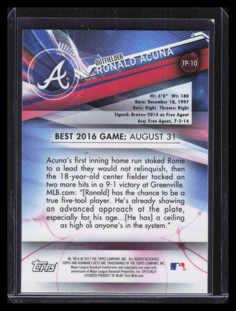 2017 Bowman's Best Top Prospects tp10 Ronald Acuna Jr. Rookie