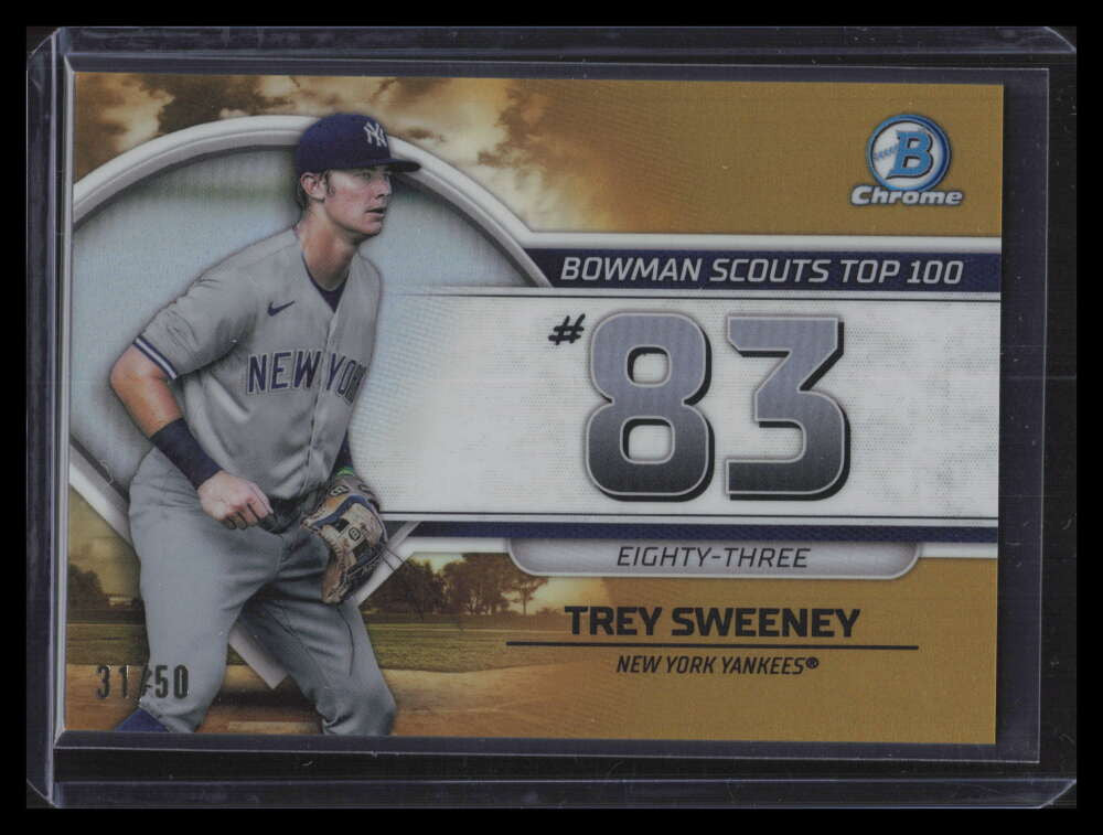 2023 Bowman Chrome Scouts Top 100 Gold Refractor btp83 Trey Sweeney Rookie 31/50