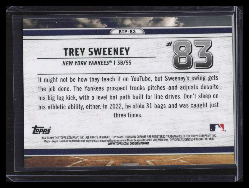 2023 Bowman Chrome Scouts Top 100 Gold Refractor btp83 Trey Sweeney Rookie 31/50