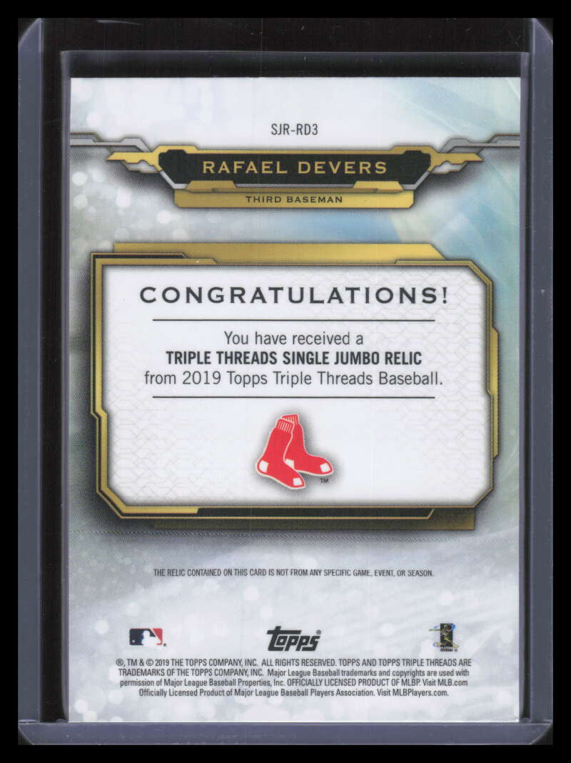 2019 Topps Triple Threads Single Jumbo Relics sjrrd3 Rafael Devers Jersey 5/36