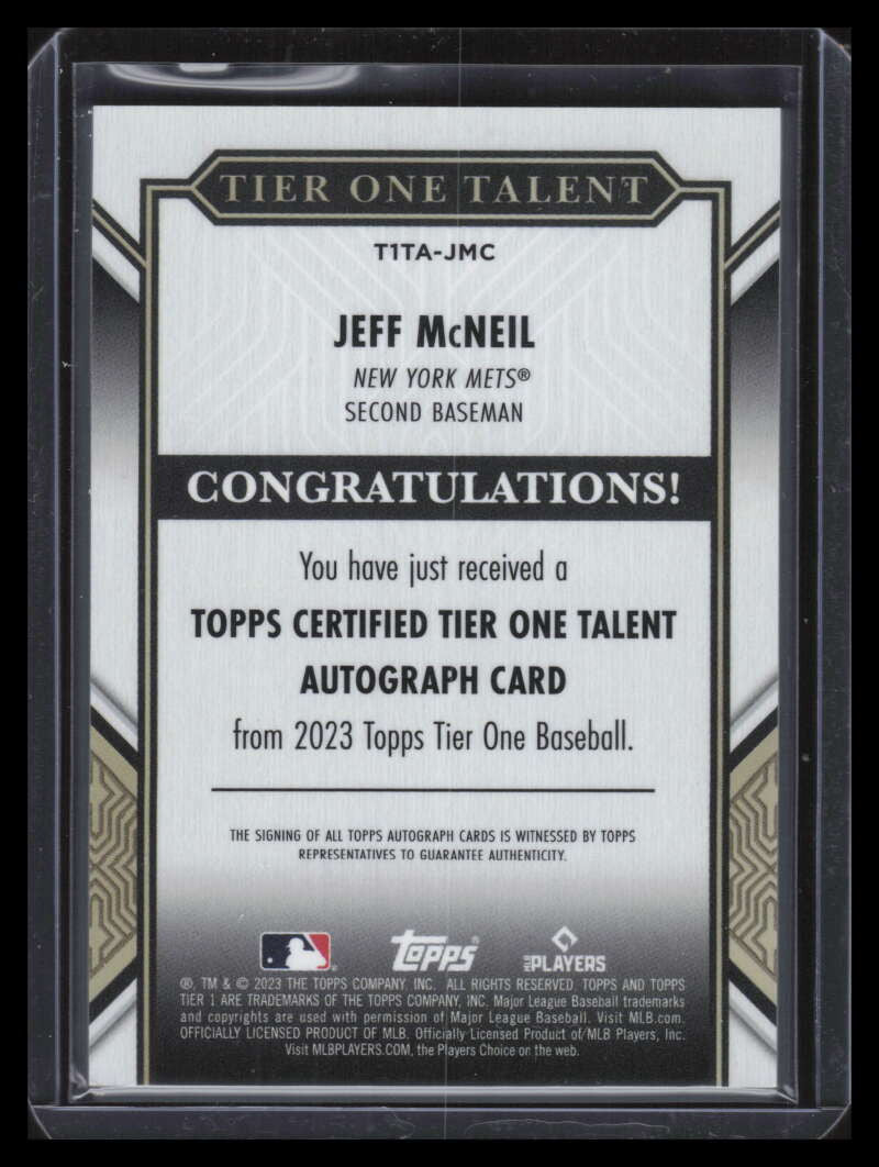 2023 Topps Tier One Talent Autographs t1tajmc Jeff McNeil Auto 48/249