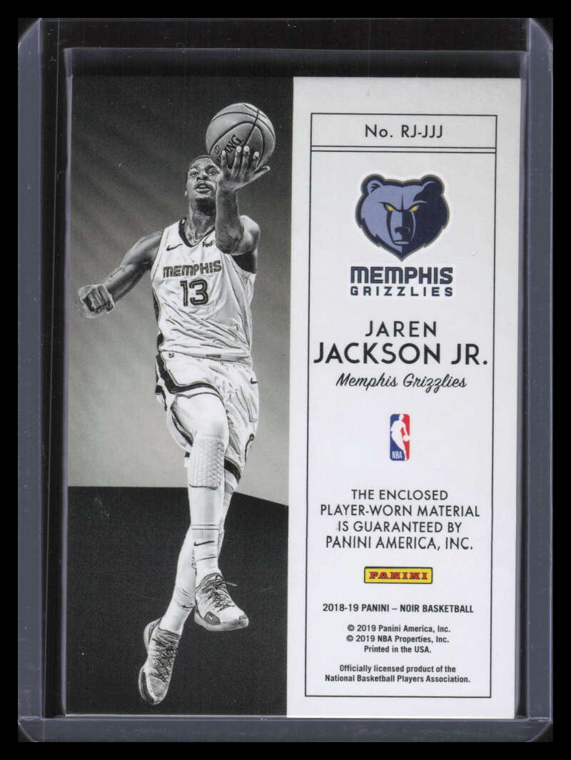 2018-19 Panini Noir Jumbo Material 24 Jaren Jackson Jr. Rookie Jersey 41/99
