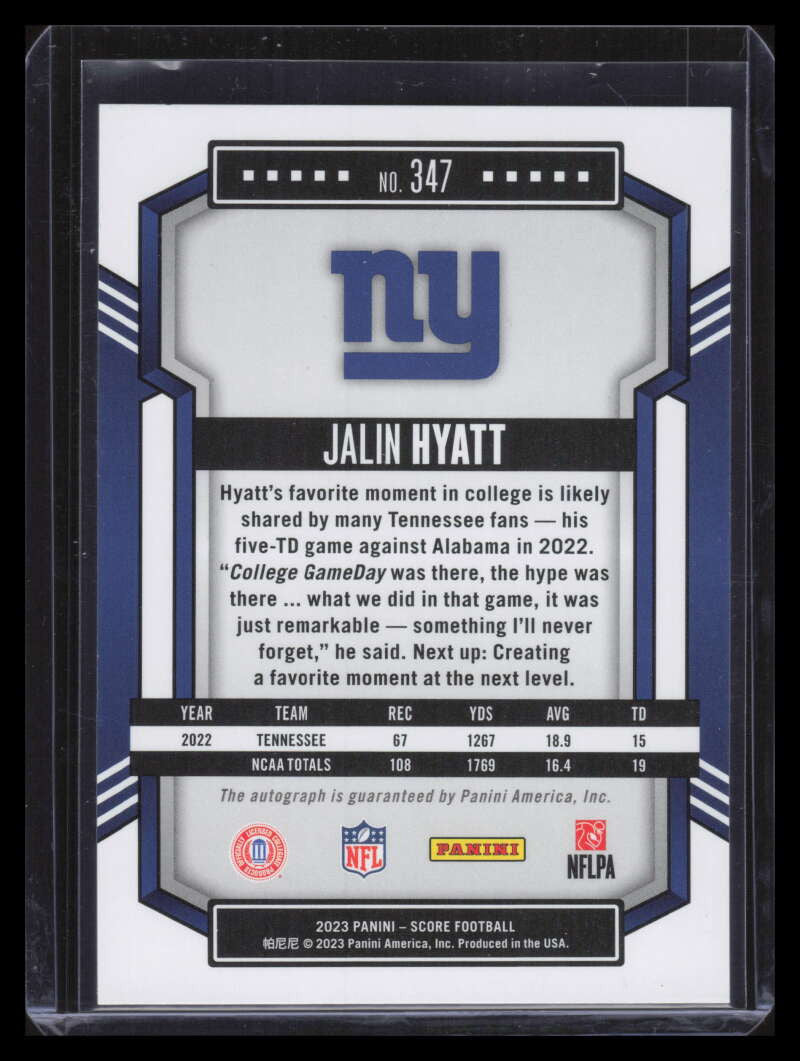 2023 Score Signatures 347 Jalin Hyatt Rookie Auto