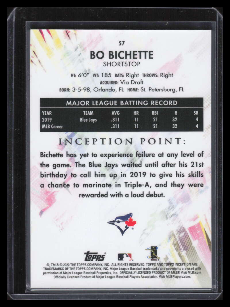 2020 Topps Inception Green 57 Bo Bichette Rookie