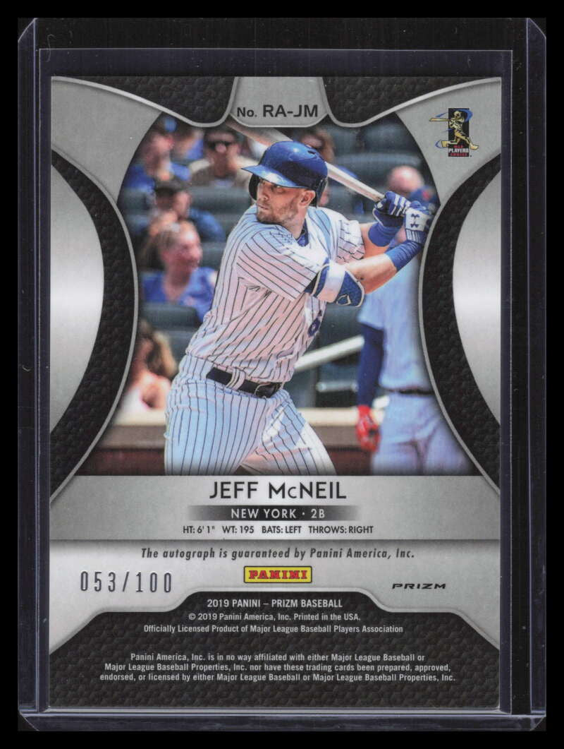 2019 Panini Prizm Autographs Carolina Blue 50 Jeff McNeil Rookie Auto 53/100