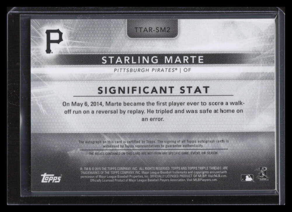 2015 Topps Triple Threads Autographs ttarsm2 Starling Marte Jersey Auto 9/18