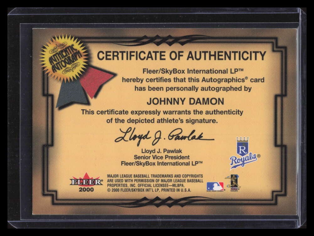 2001 Fleer Autographics Silver 23 Johnny Damon Auto 64/250