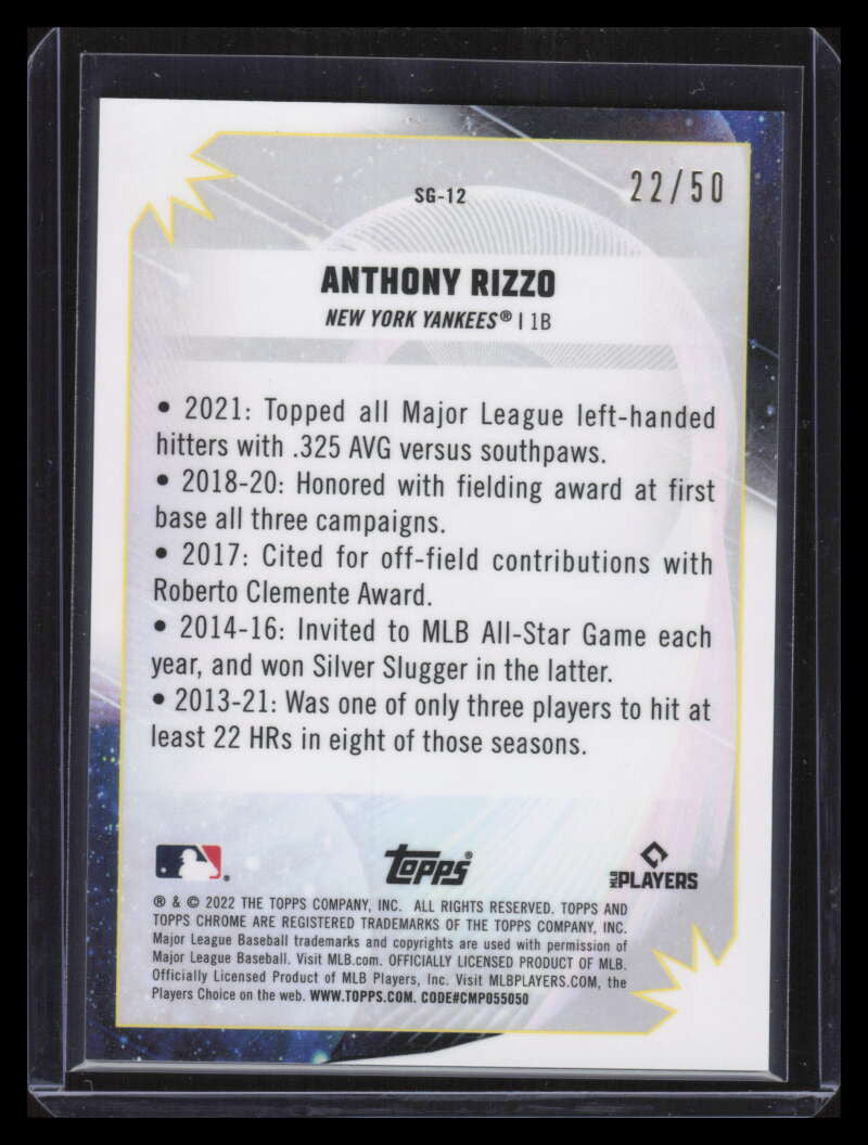 2022 Topps Cosmic Chrome Star Gaze Gold Interstellar Refractor Anthony Rizzo /50