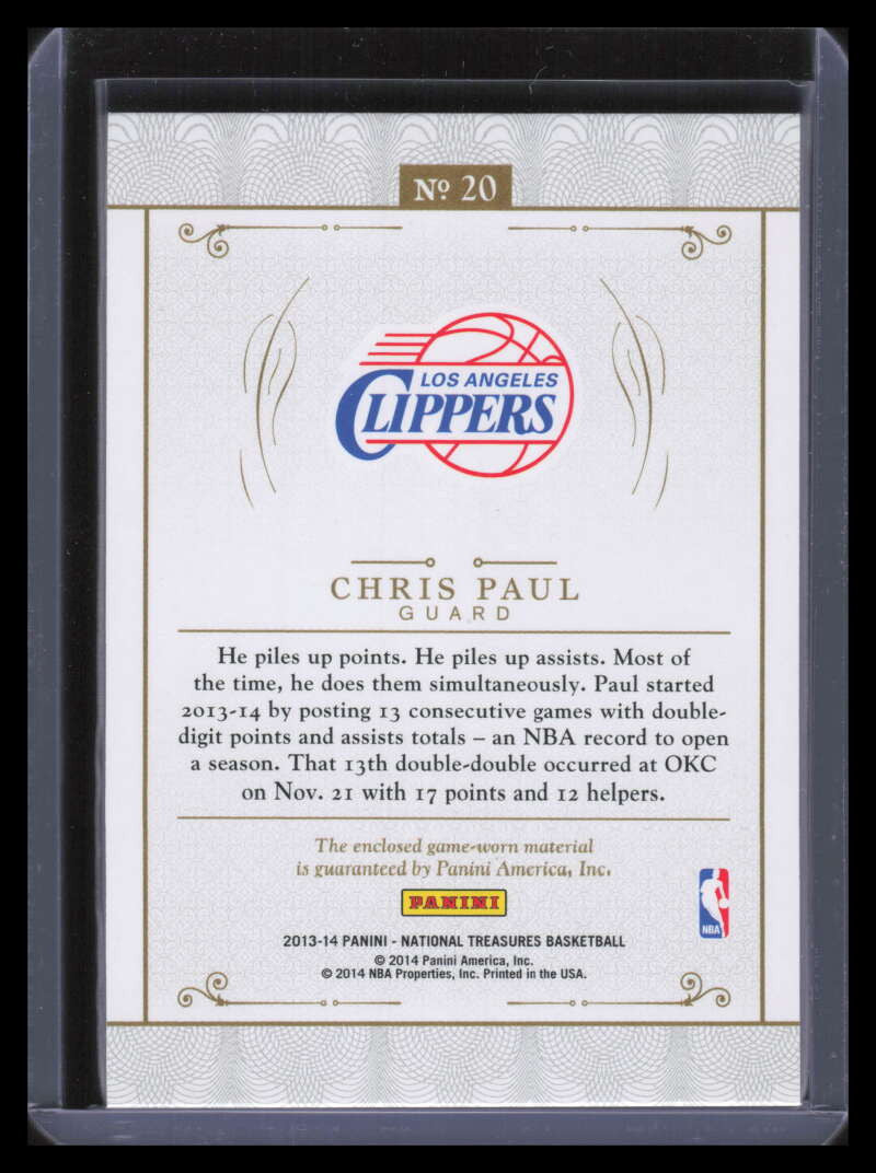 SOLD 140897 2013-14 Panini National Treasures Air Apparent Materials Chris Paul Jersey 11/99