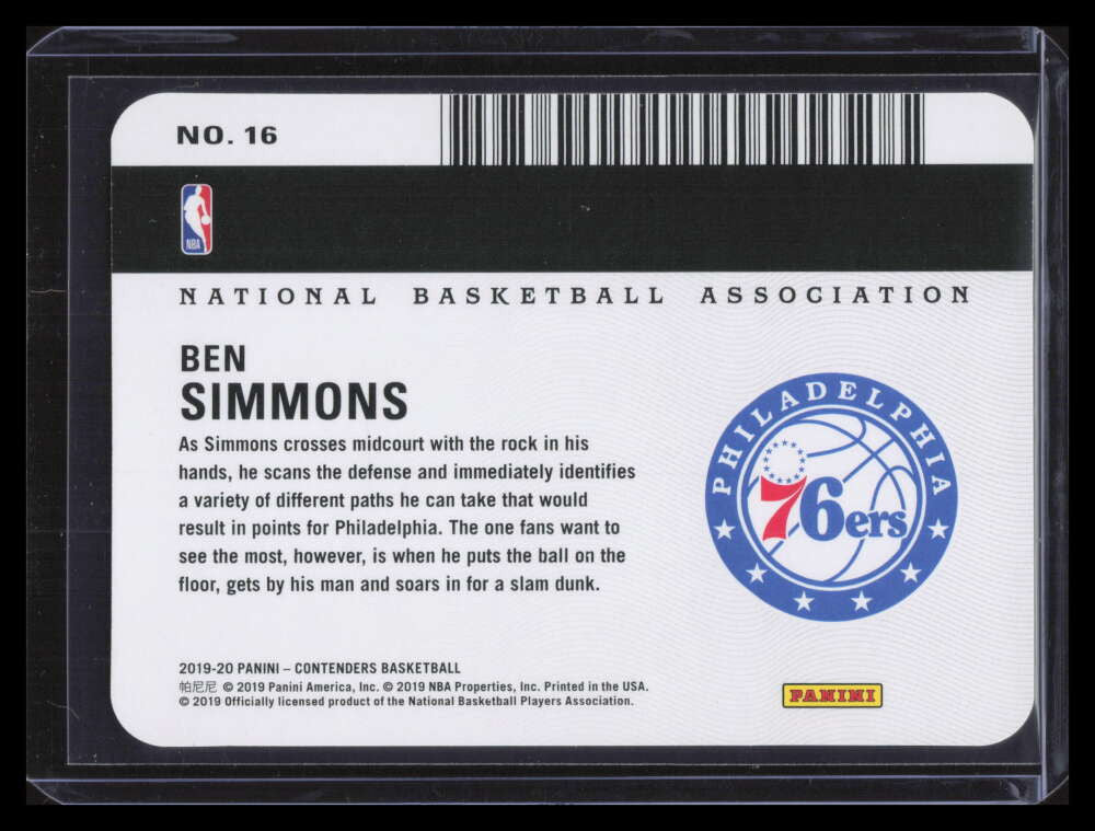 2019-20 Panini Contenders License to Dominate 16 Ben Simmons