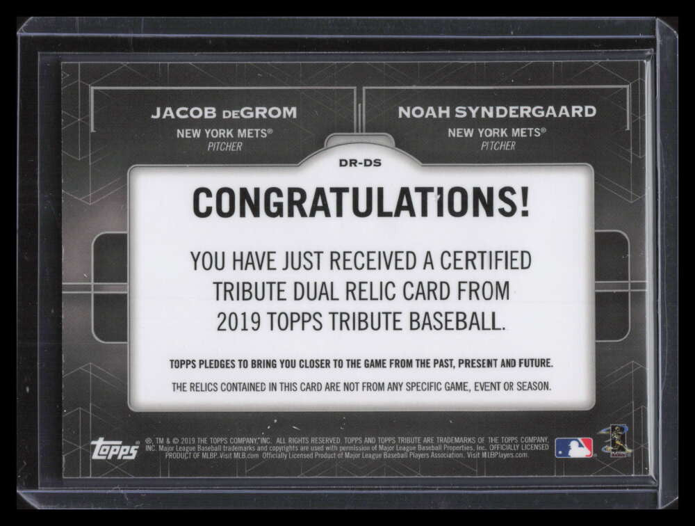 2019 Topps Tribute Player Relics Orange DRDS Syndergaard deGrom Dual Jersey 9/25