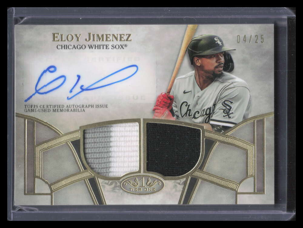 2021 Topps Tier One Autograph Relics Eloy Jimenez Dual Jersey Patch Auto 4/25