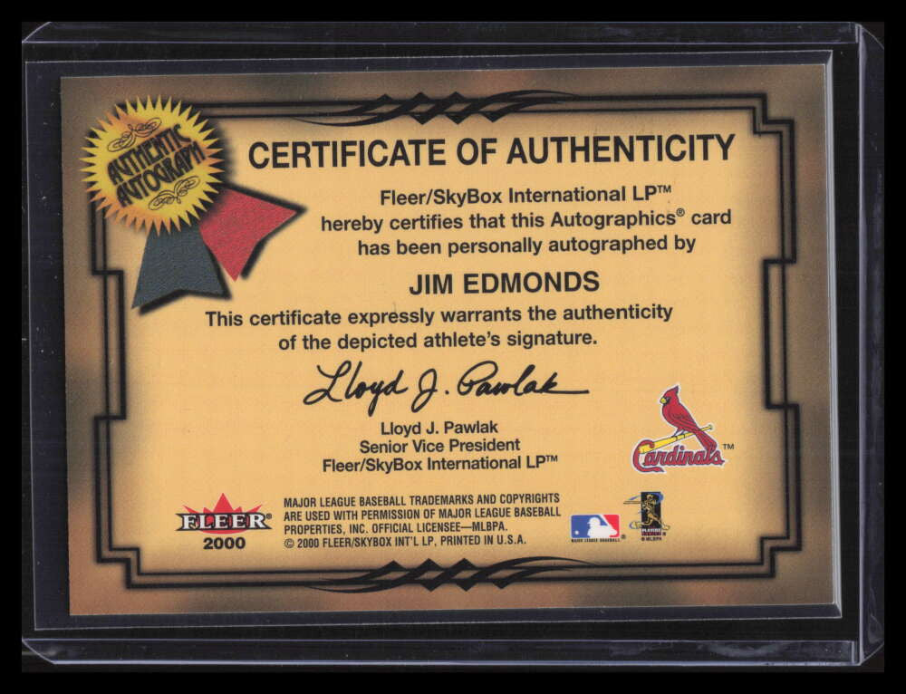 2001 Fleer Autographics 31 Jim Edmonds Auto