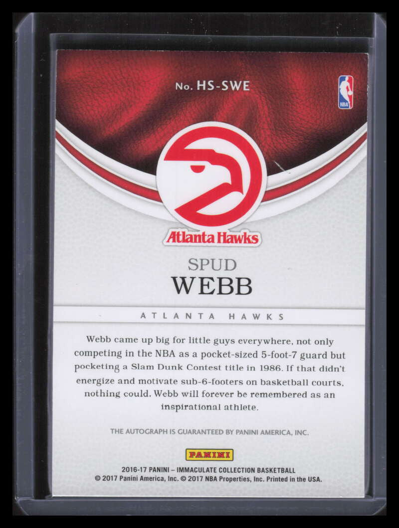 2016-17 Immaculate Collection Heralded Signatures 25 Spud Webb Auto 96/99