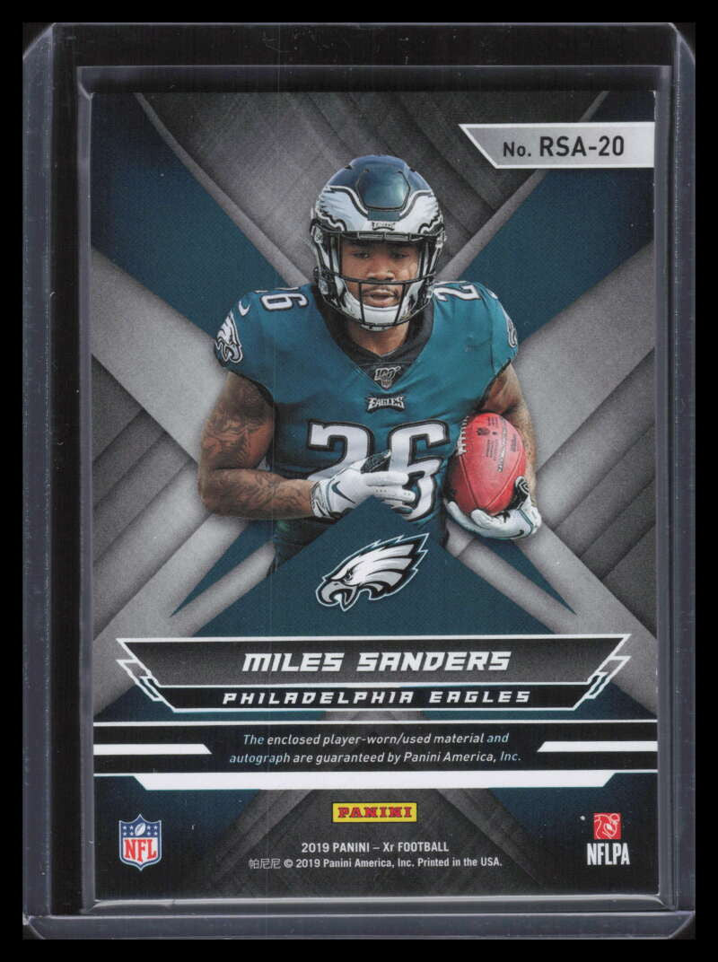 2019 Panini XR Swatch Autographs Orange 20 Miles Sanders Rookie Patch Auto 16/25