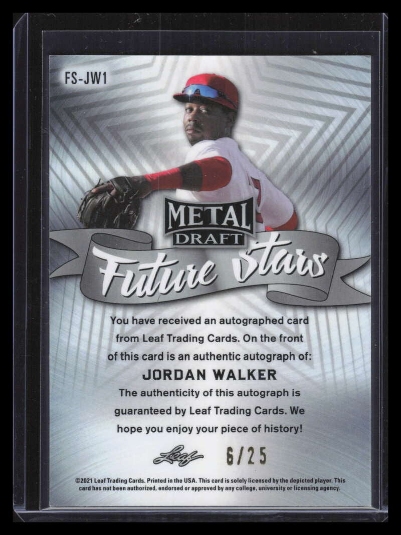 SOLD 141043 2021 Leaf Metal Draft Future Stars Purple fsjw1 Jordan Walker Rookie Auto 6/25
