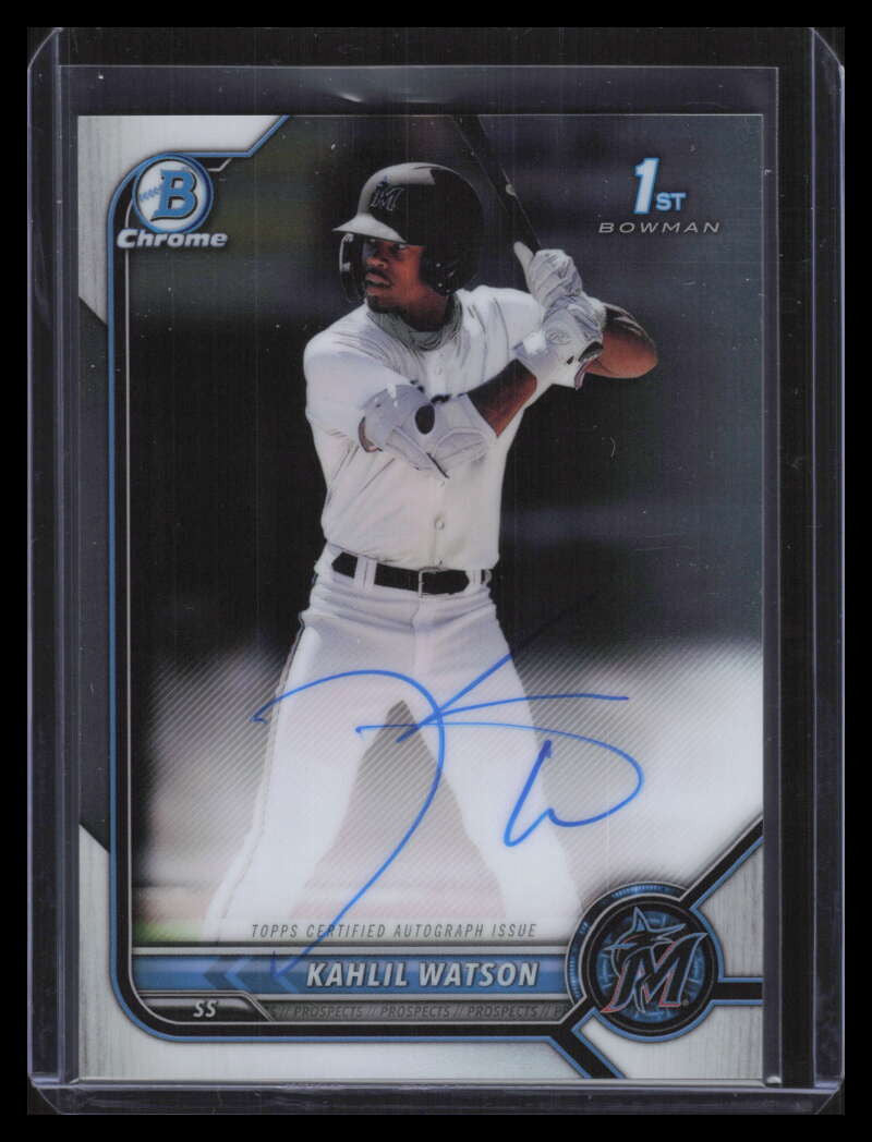 DELETE 141045 2022 Bowman Chrome Prospect Autographs CPAKW Kahlil Watson Rookie Auto 135101