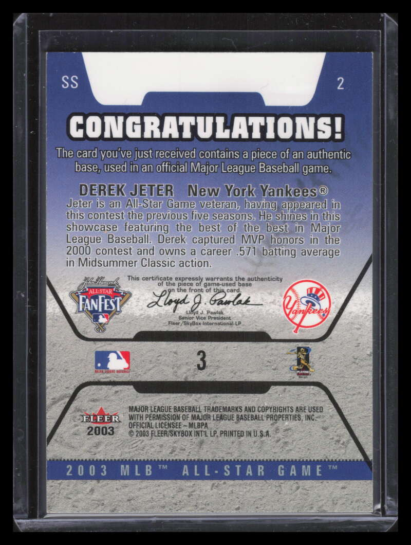 2003 Fanfest All-Star 3 Derek Jeter Fleer Authentix Base 135109