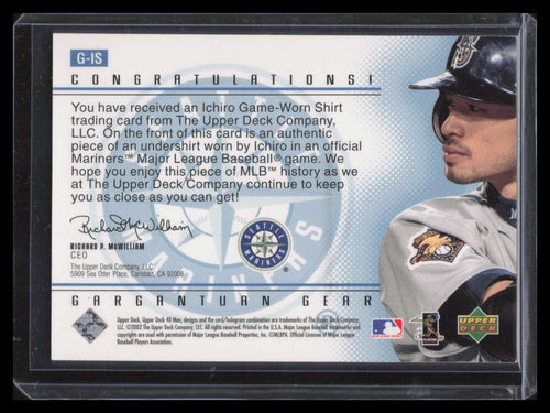 2002 Upper Deck 40-Man Gargantuan Gear GIS Ichiro Suzuki Jersey SP