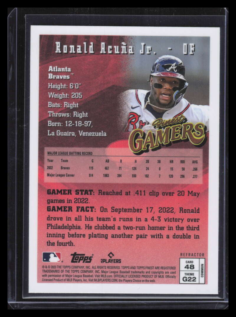 2023 Finest Flashbacks Refractor 48 Ronald Acuna Jr. FG Finest Gamers Bronze
