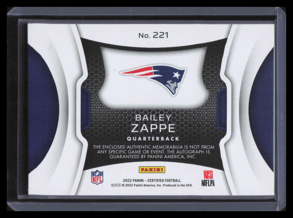 DELETE 141107 2022 Certified Mirror Bronze 221 Bailey Zappe Rookie Patch Auto 28/299