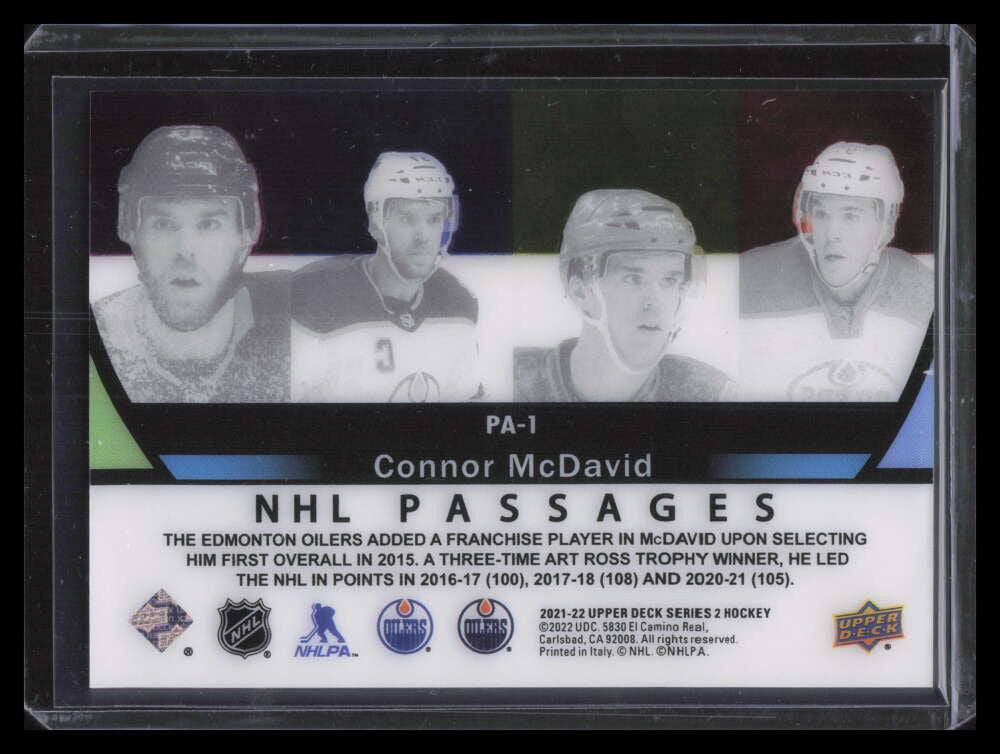 2021-22 Upper Deck NHL Passages pa1 Connor McDavid
