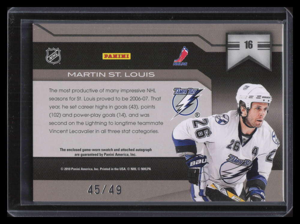 2010-11 Limited Banner Season Signatures 16 Martin St. Louis Jersey Auto 45/49