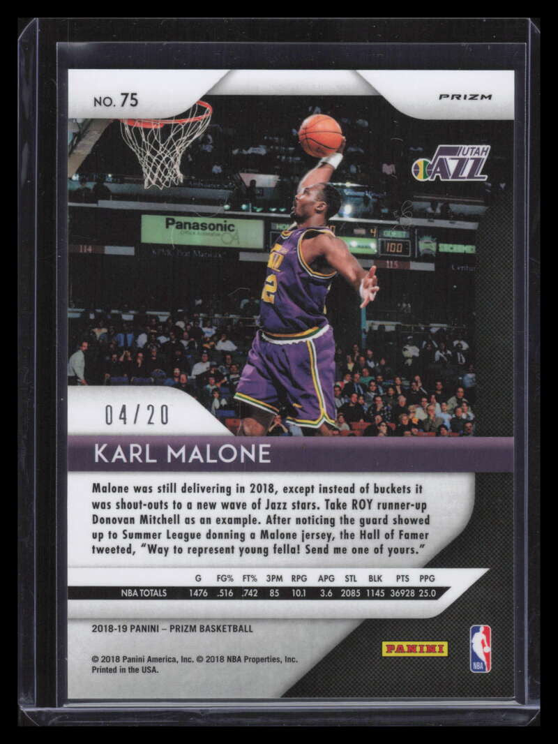 2018-19 Panini Prizm Prizms Fast Break Bronze Refractor 75 Karl Malone 4/20