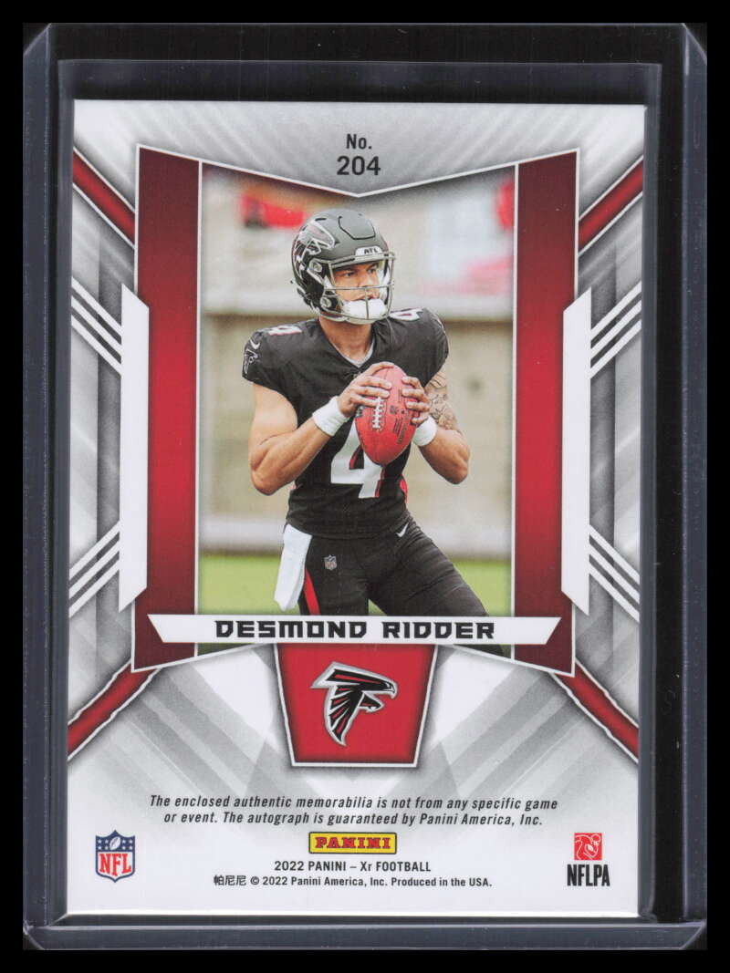 2022 Panini XR Orange 204 Desmond Ridder Rookie Triple Patch Auto 11/25
